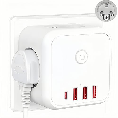 3-Fach Steckdosenwürfel ohne Kabel (Max 4000W),Mehrfachsteckdose...