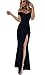 PRETTYGARDEN Women's 2019 Off Shoulder Side Split Slim Evening Maxi Party Dress