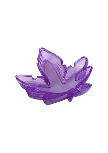 Image of Kheper Games Potleaf Glass Ashtray, Purple, Round Themed Design, 5 inch Diameter