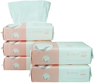 Careboree Extra Thick Dry Wipe, 100% Cotton, Lint-Free Cotton Tissues (5 Pack)