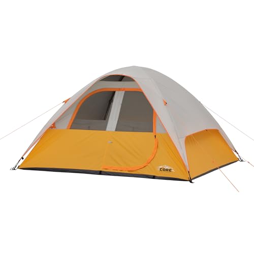 CORE Tent 6 Person for Outdoor Family, Hiking, and Backpacking | Portable Dome Camp Tent with Storage Pockets for Camping Accessories