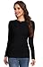 Long Sleeve Shirts for Women Thermal Underscrub Top Crew Neck Slim Fit Basic Tees for Teens Casual Office Workout Daily Wear Winter Fall Layering Black Small