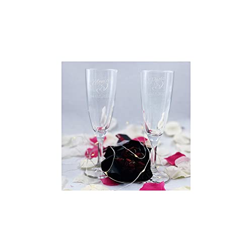 Generico Bicchiere da Spumante Flute Champagne Personalizzato con Nome Inciso con Nome Testo Data Anniversario Amore Love Brindisi festa degli innamorati Love Romantici Idea Regalo 2023 2