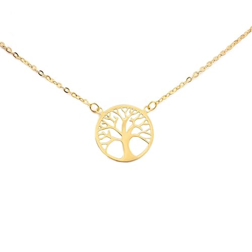Collier Arbre de Vie en Or Jaune Monde Petit le Cadeau Idéal de 40 cm