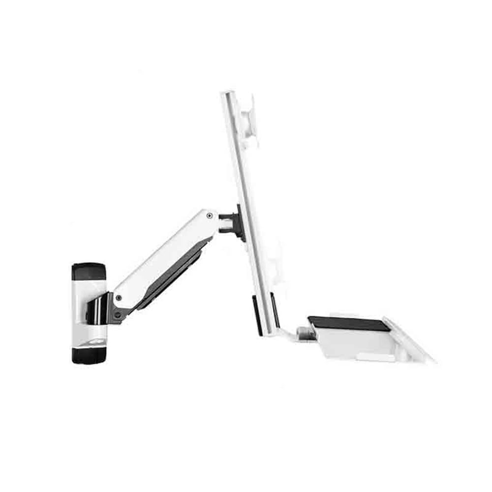 Monitor Arm White Single Arm Single Screen with Engineered Tray Wall Mount for 15-27 Inch Screens Desk Accessories