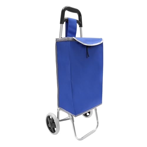 Einkaufstrolley, Faltbare Einkaufswagen mit Rädern and Abnehmbarer Tasche, Einkaufswagen Belastbarkeit 25kg Shopping Trolley Bag, für Lagern und Transportieren (Blau)