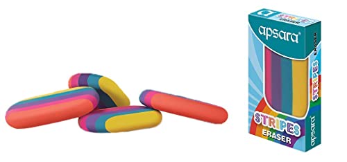 Image of Apsara Non-Dust Stripes Erasers | Large Size Clean Erasing | Smooth, Residue-Free & Long-Lasting Erasers for School, Office & Art - Pack of 20