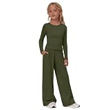 Jogginganzug Kinder Jungen,Jogginganzug Mädchen Trainingsanzug Kinder Sportanzug Set Langarmshirt und Weite Jogginghose Zweiteiler Sportkleidung Sportsachen Freizeitbekleidung Outfits mit Taschen