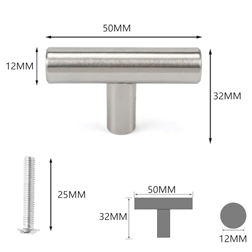 Yrlehoo 10 x Furniture Handles, Stainless Steel, T Cabinet Handles, Bar Handles, Furniture Handles, Drawer Knob, Bar Handles - Image 3