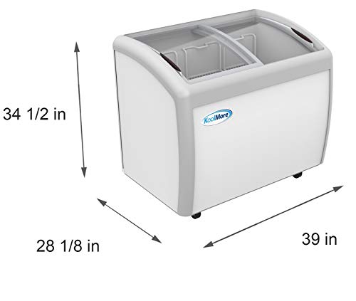 Koolmore - Mcf-9C Commercial Ice Cream Freezer Display Case, Glass Top Chest Freezer With 3 Storage Baskets And Sliding Lid, Large 9 Cu. Ft. Capacity, White #TOP3