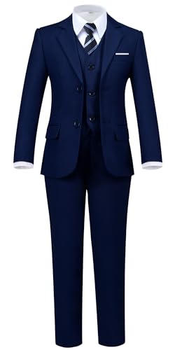 Boys Formal 5-Piece Suit Set: Jacket, Vest, Pants, Shirt & Tie