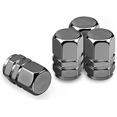Gun Metal Grey Tyre Wheel Alloy Valve Caps Dust Caps with Rubber Airtight Seal (4 Pack) Cover