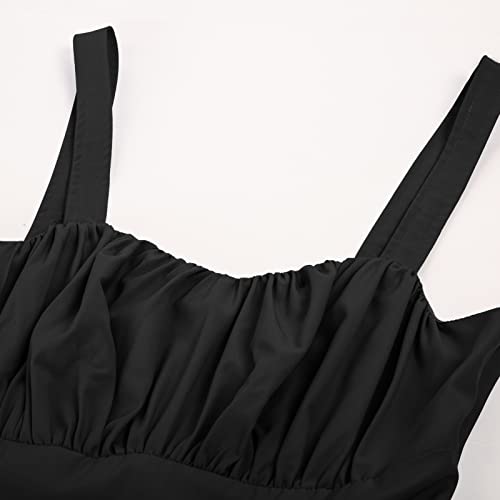 Belle Poque Black Sun Dresses Women A-Line Swing Midi Dress Sweetheart Neckline Sleeveless Summer Dresses Black Medium thumb #5