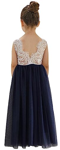 Image of 2Bunnies Girl Peony Lace Back A-Line Straight Tutu Tulle Party Flower Girl Dress