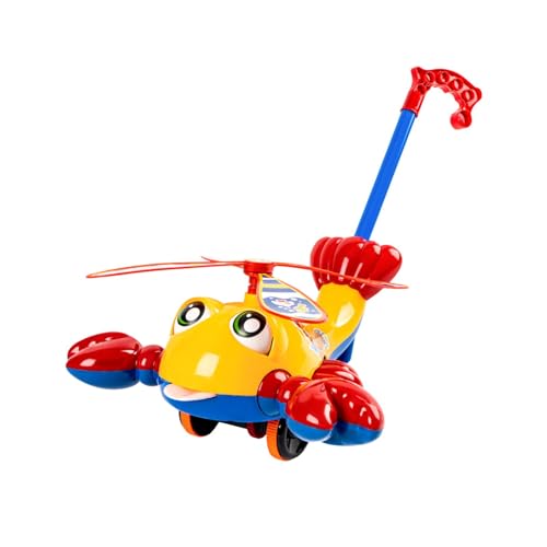 Vaveren Push Along Walking Toys Balance Toy Lobster Learning Toys with Detachable Rod Baby Cart Hand Push Toy for Babies Girls Boys, Yellow