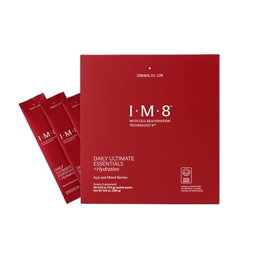 IM8 Daily Ultimate Essentials All-in-One Multivitamin Supplement Travel Packs 92 Nutrient Rich Ingredients CoQ10 Probiotics Vitamins Greens Gluten Free Vegan Acai Mixed Berry 30 Servings