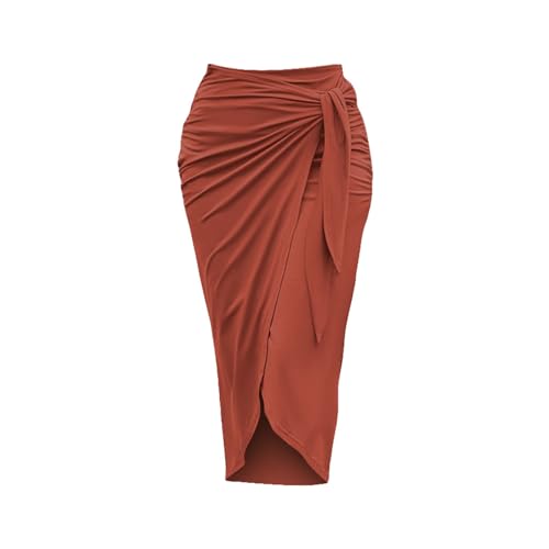 Ladies Long Skirts Black Pleated Skirt Solid Color Ruched Pencil Skirt Elegant Business Office Workskirt Lightweight Midi-Skirt With Slit Sexy Slimming Skirts For Working Going Out