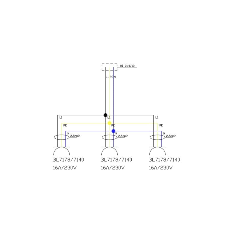 MDV galvanisé 3x230V avec chaîne de distribution électrique 1.5m 2688