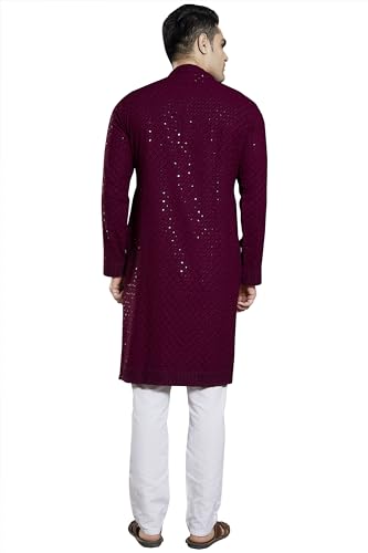 DIVISIVE Men’s Sequin-Embroidered Kurta, Cotton Blend, Slim Fit