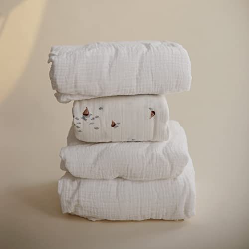 Image of mushie Extra Soft Muslin Fitted MINI Crib Sheet | 24 inchx 38 inch (White)