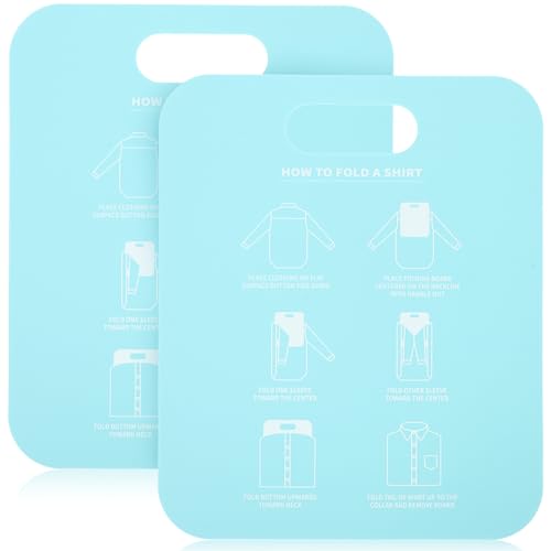 EPIGEIST Tabla Plegable para Doblar Ropa 2 Piezas, Herramienta para Camisetas y Camisas, Material Pp Resistente, Color Azul Claro, Organizador Práctico para Armario y Lavandería, Doblador