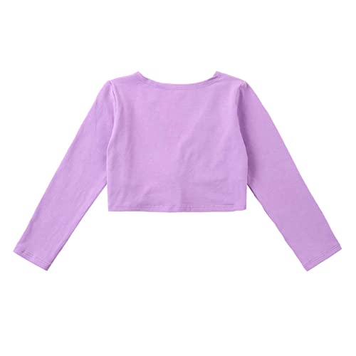 Girls Long Sleeve Ballet Leotard Cardigan Shrug Front Knot Wrap Top Dance Dress Cover Up4