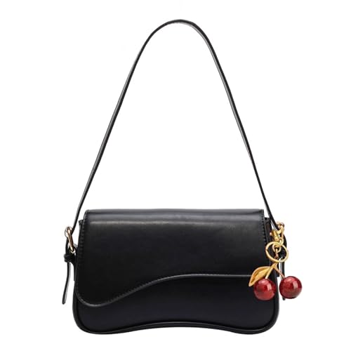 Image of Shoulder Bags for Women Y2K Purse Trendy Cherry Hobo Handbags Vegan Leather Clutch Saddle Bag with 2 Removable Strap
