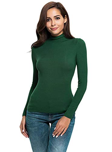 Preisvergleich Produktbild Woolen Bloom Rollkragenpullover Damen Langarm Strickpullover Weich Rippstrick Pulli mit Stehkragen Elegant Strickpulli Rolli Sweater für Herbst Winter / green / M