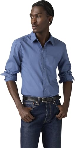 Levi's Herren Hemd Battery Housemark mit Logo, Slim Fit, Blau (Sunset Blue), M – Ansicht 4