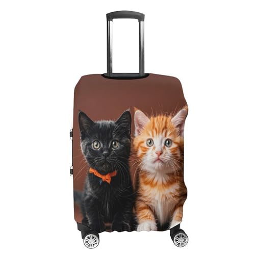 Carry on Luggage Cover Cute Kitten Black And Orange Cat Suitcase Covers for Luggages Tsa Approved Travel Luggage Sleeve Protector Elastic Suitcase Protector Anti-Scratch Washable Fits 19-30 Inch Case4