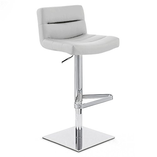 Zuri Furniture Grey Lattice Square Base Adjustable Height Swivel Armless Bar Stool