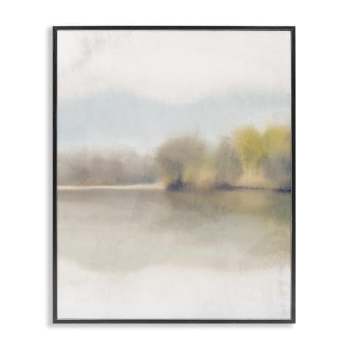 Misty Distant Lake Landscape, 16 x 20 Inch Framed Giclée Print