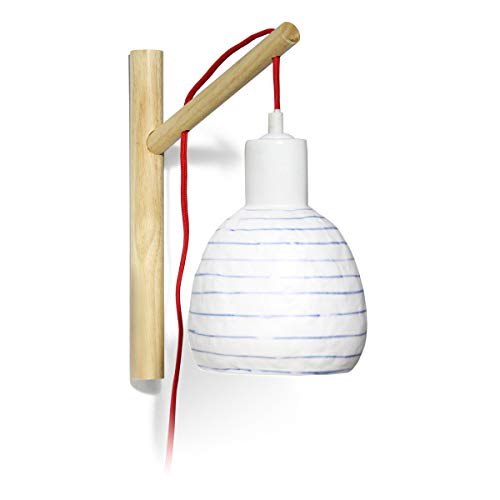 Light-Glow Porcelain Wall Lamp – Handcrafted Blue Zebra Design, Adjustable Height, Stylish Lighting for Modern Interiors