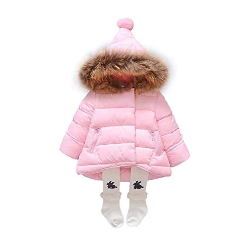Jojobaby Baby Boys Girls Hooded Snowsuit Winter Warm Fur Collar Hooded Down Windproof Jacket Outerwear Pink #TOP1
