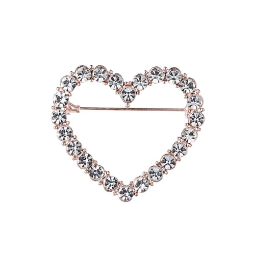 Image of Full Crystal Love Heart Brooch Pin Shining Rhinestone Hallow Heart Lucky Star Lapel Pin Sparkling Heart Pin Dainty Star Brooch Christmas Valentine's Day Gift Women Girls Wedding Party Ceremony Clothes Accessories