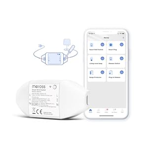 Meross WLAN Schalter Universal WiFi Switch Fernbedienung Sprachsteuerung mit Alexa, Google Assistant und SmartThings, DIY Smart Home für elektrische Haushaltsgeräte, 2500W, 1 St.