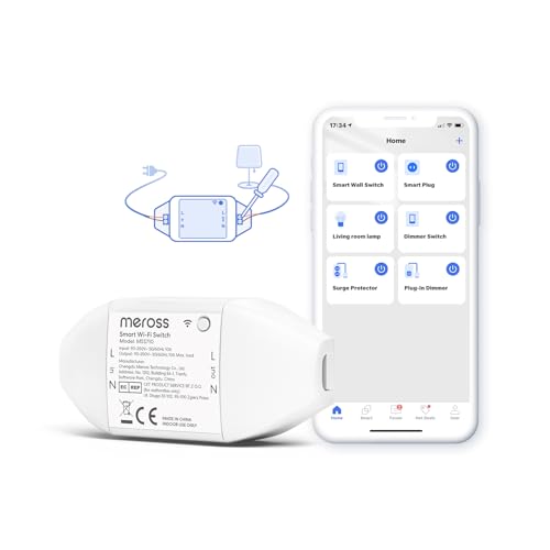 Meross 10A Interruttore Domestico WiFi, Smart Switch Intelligente Relé Wireless Universale, Funzione Timer, App Remoto e Timer Programma, Compatibile Con Alexa, Google Home, Smartthings