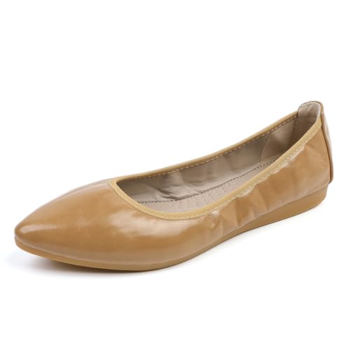 Chaussures plates bout pointu femme ballerines de marche confortables marron 37