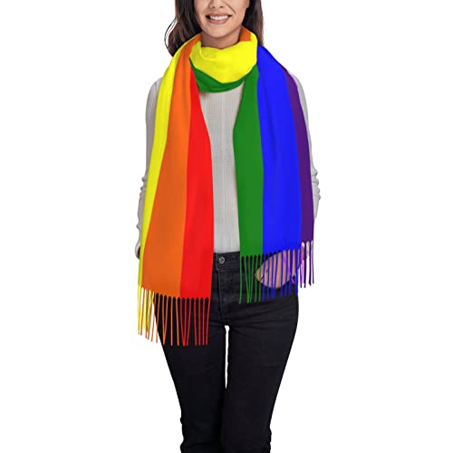 Lgbt Gay Pride Flag Poncho Winter Large Scarf Shawl Bandana Neck Wrap For Women