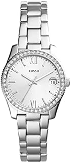 Fossil Uhr für Damen Scarlette Mini, Quarzwerk, 32mm Silbernes Edelstahlgehäuse mit Edelstahlarmband, ES4317