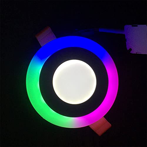Image of 6 watt 3+3 Round Panel Ceiling POP Down Indoor LED Light 3D Effect Lighting (Double Color, Multicolour) - Pack of 2