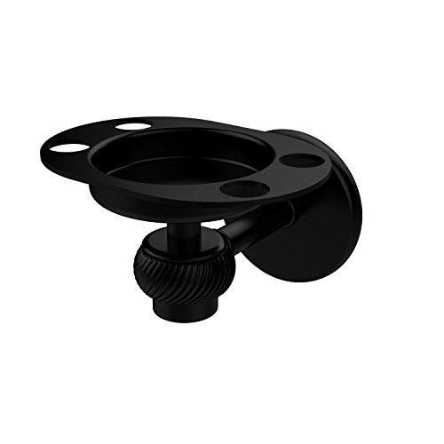 Allied Brass 7126T-Bkm Satellite Orbit One Tumbler And Toothbrush Holder With Twisted Accents, Matte Black #TOP30