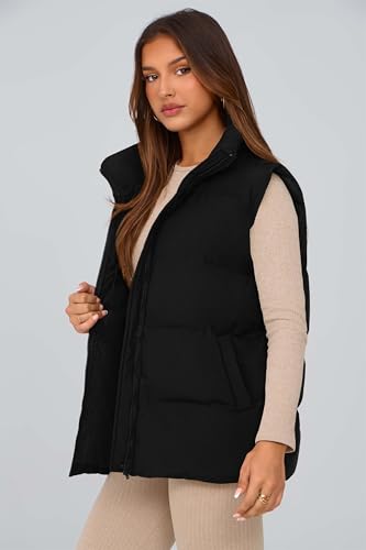 PRETTYGARDEN Women's Puffer Jacket Vests 2025 Fall Casual Sleeveless Stand Collar Zip Up Coats Warm Winter Outerwear4