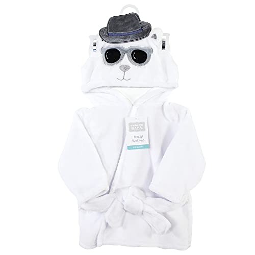 Image of Hudson Baby Unisex Baby Plush Animal Face Bathrobe, Handsome Bear, 0-9 Months