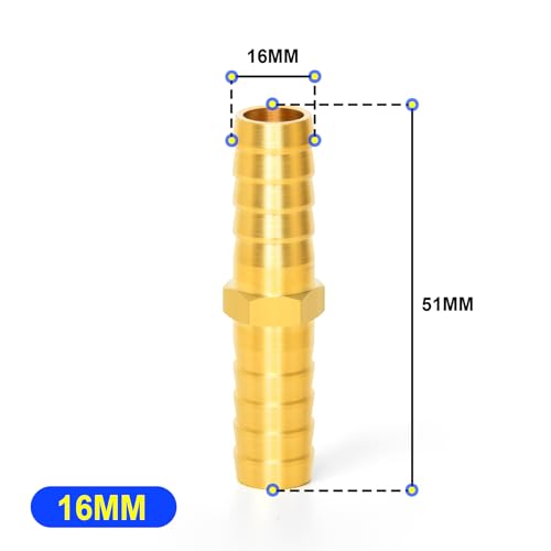 TAILONZ PNEUMATIC Union 16mm Barbed x 16mm Barbed Splicer Brass Hose Barb Fittings Mender Joiner(Pack of 5) - Image 2