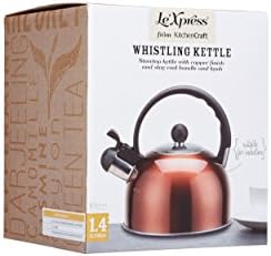 KitchenCraft Le'Xpress Induction Safe Whistling Stovetop Kettle, Stainless Steel, Copper Finish, 1.3 Litre