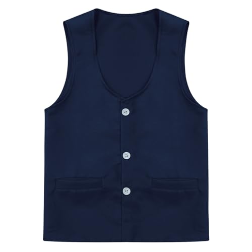 YiZYiF Unisex Kid Vest Button Down Waistcoat Volunteer Activity Vest Sleeveless Jacket with Pockets Waiter Workwear4