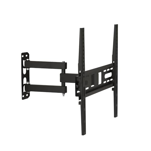 Image of BonKaso Heavy Duty Full Motion TV Wall Mount Bracket for 20 to 55 Inch LED /LCD /OLED TVs | Dual Arm Articulating, Swivel & Tilt Adjustable TV Wall Stand | Supports Up to 35kg | Black | Pack of 1