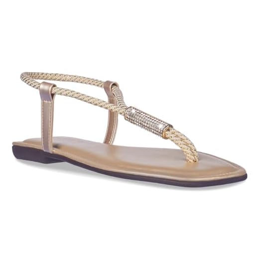 Sandalia Feminina Rasteira Rasteirinha confort com Brilho Glitter A7.18 (Ouro Light, BR, Adulto, Numérico, M, 39)