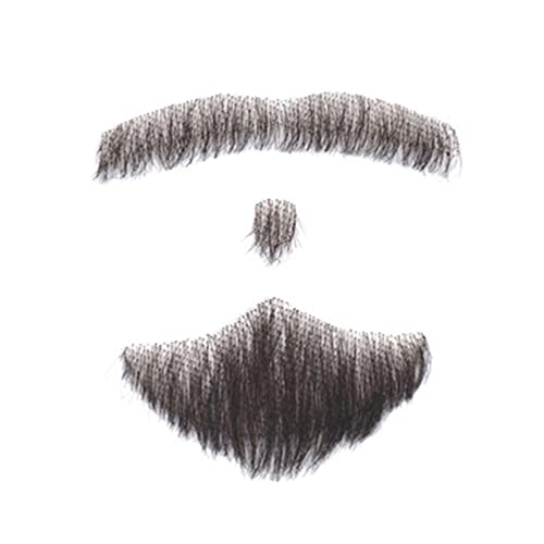 RemeeHi Naturale Nero Uomo Barba Capelli Umani Pizzo Falso Fatti Baffi Costume Fingere Barbe 3-3#